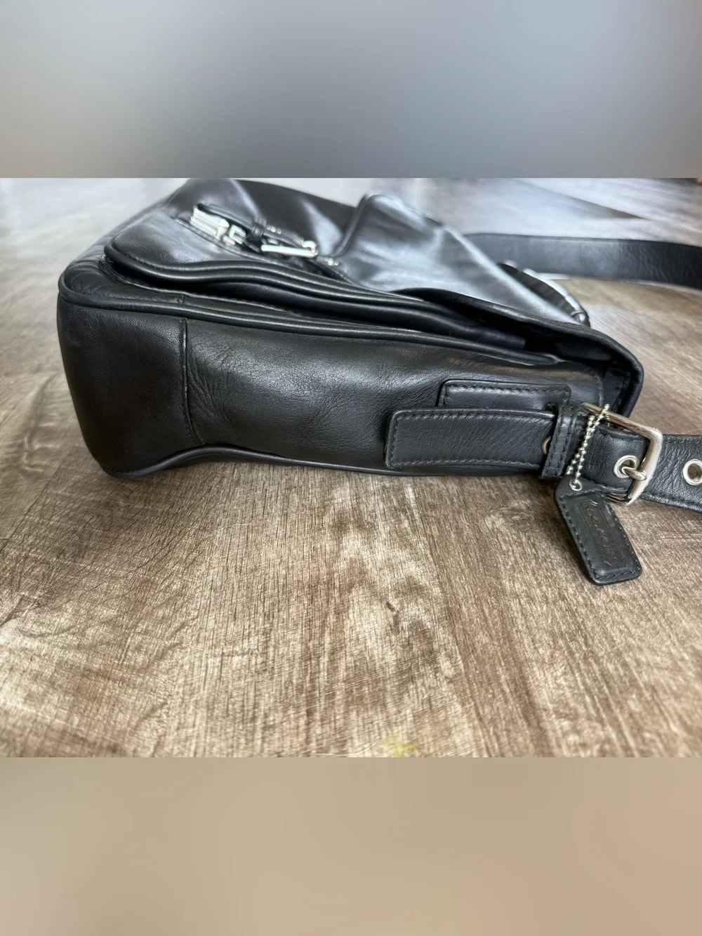 Vintage Coach Logan Black Leather Large Briefcase Portfolio Laptop Bag 5238